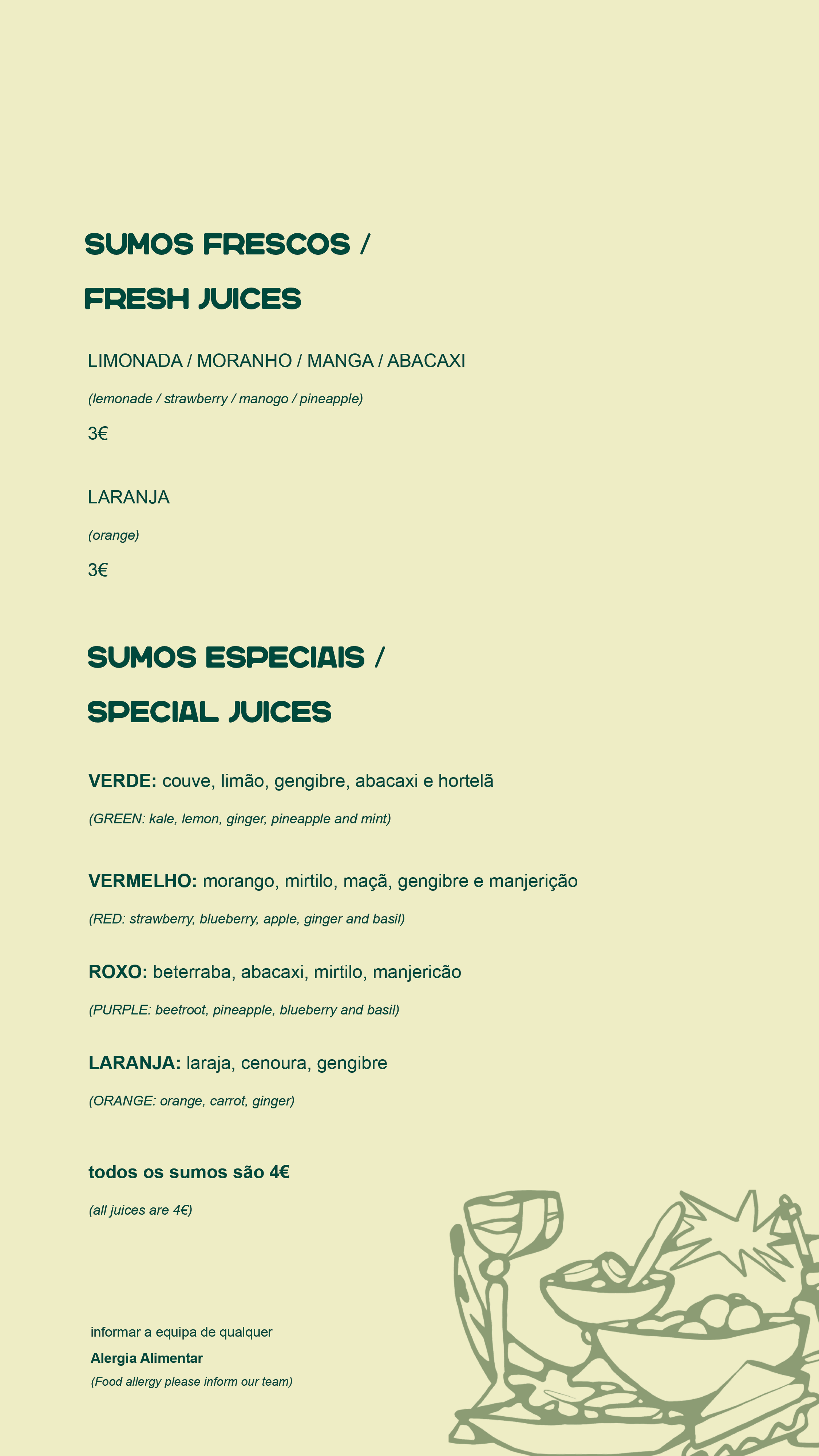 Página 1 do menu de bebidas