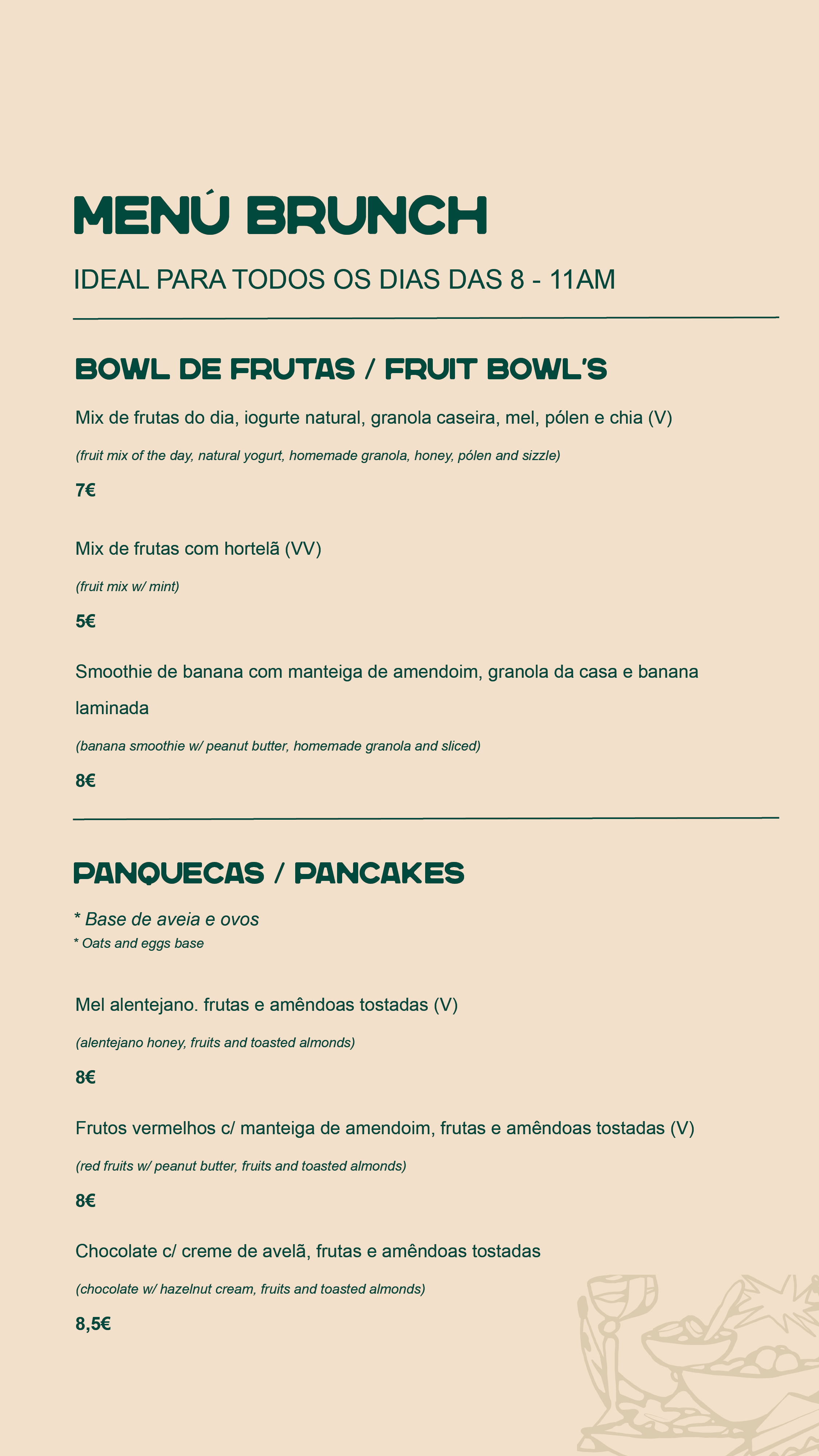 Página 1 do menu de brunch